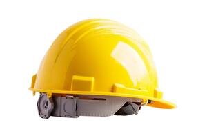 Yellow helmet isolated on white background with clipping path, protect to safety for engineer in construction site. photo