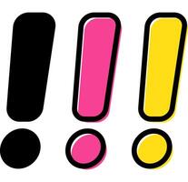 Exclamation mark icon. Pink or yellow filled and black line symbol. vector