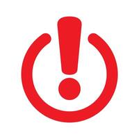 Red exclamation point round icon. Concept of big error or failure shape and ui element. Flat simple style simple attentive logotype graphic web minimal design isolated on white background. vector