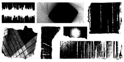 Set of Black Frame Grunge Stain Texture with Splat and Dirty Stripes vector