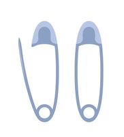 Open and closed safety pins. Accessory for tailoring. . vector