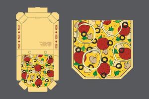 Pizza Box Design, Pizza Packaging Design, Pizza Box Design Template, Ready For Print. vector