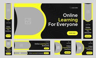 Everyday learning courses offer web set banner design for social media post, Online learning system banner design, fully customizable eps 10 file format vector