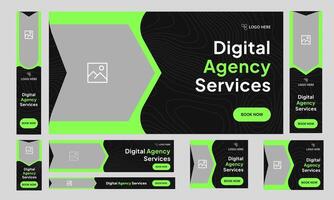 Digital marketing agency services web set banner design, web banner design for digital agency, modern and clean web banner design, editable eps 10 file format vector