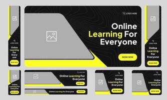 Everyday online learning web set banner design for social media post, education platform banner, fully editable eps 10 file format vector