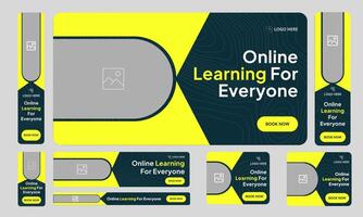 Customizable eps online learning web set banner design, education system web banner design, fully editable eps 10 file format vector