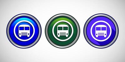 Public Transport Bus Icon Button Set Design Illustration vector