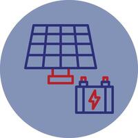 Solar Panel Line Two Color Circle Icon vector