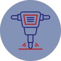 Jackhammer Line Two Color Circle Icon vector