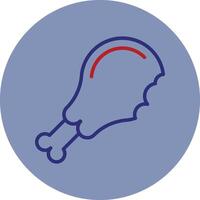 Chicken Leg Line Two Color Circle Icon vector