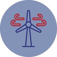Wind Turbine Line Two Color Circle Icon vector