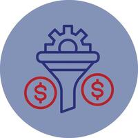 Conversion Funnel Line Two Color Circle Icon vector