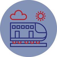 High Speed Train Line Two Color Circle Icon vector