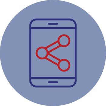 enlace análisis línea dos color circulo icono vector