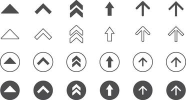 Arrows set black icons. Cursor illustration collection. Modern simple arrow in circle, stroke and black fill Icon set of arrow vector