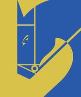 Horse minimal abstract illustration with pop color palette yellow and blue. Modern symbol logo for company, strategy, and chess. Pony portrait editable isolated eps brand template for banners vector