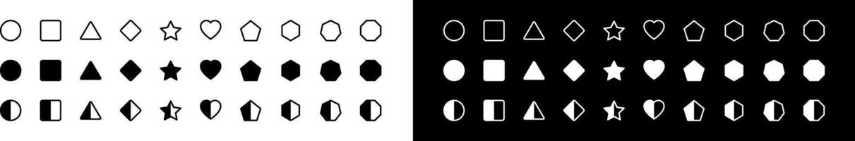 Abstract and basic shapes collection. Geometric formal shape. minimalist basic figure, Polygonal elements. Trendy diamond, circles, hexagon, star, triangle flat style. illustration vector