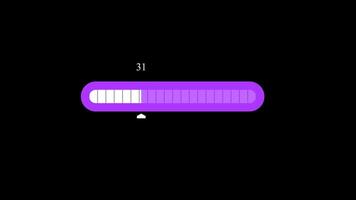 Colorful animation progress loading bar 0 to 100 loading animation alpha transparent background. 4K Resolution video