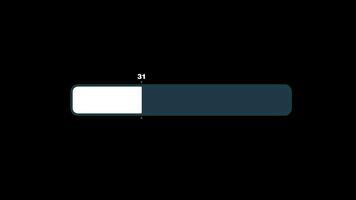 Colorful animation progress loading bar 0 to 100 loading animation alpha transparent background. 4K Resolution video