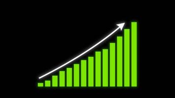 Graph going up. Rising bar graph, Business Growth Financial graph analysis. Alpha Transparent Background. Full HD. 4K video