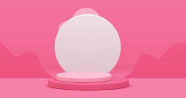 3d pink cylinder pedestal promo product performance space summer studio background realistic animation loop video