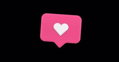 Like pink internet quick tips mobile dating application social media alert 3d icon animation loop with alpha channel. Smartphone app user interface notification digital button heart speech bubble video