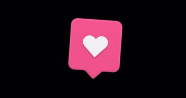 Like pink internet quick tips mobile dating application social media alert 3d icon animation loop with alpha channel. Smartphone app user interface notification digital button heart speech bubble video