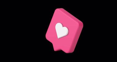 Like pink internet quick tips mobile dating application social media alert 3d icon animation loop with alpha channel. Smartphone app user interface notification digital button heart speech bubble video