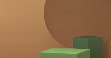 3d pedestal level stage empty showcase green geometric square rectangle design realistic animation loop video