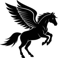 illustration image of a silhouette of a mythical creature of pegasus on a white background. vector