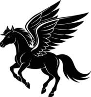 illustration image of a silhouette of a mythical creature of pegasus on a white background. vector