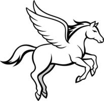 illustration image of a silhouette of a mythical creature of pegasus on a white background. vector