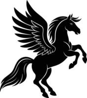 illustration image of a silhouette of a mythical creature of pegasus on a white background. vector