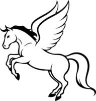 illustration image of a silhouette of a mythical creature of pegasus on a white background. vector