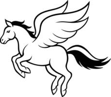 illustration image of a silhouette of a mythical creature of pegasus on a white background. vector