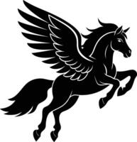 illustration image of a silhouette of a mythical creature of pegasus on a white background. vector