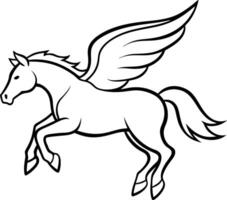 illustration image of a silhouette of a mythical creature of pegasus on a white background. vector