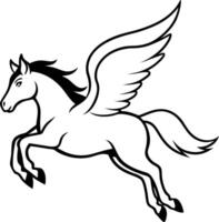 illustration image of a silhouette of a mythical creature of pegasus on a white background. vector