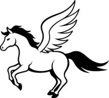 illustration image of a silhouette of a mythical creature of pegasus on a white background. vector