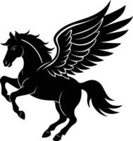 illustration image of a silhouette of a mythical creature of pegasus on a white background. vector
