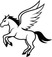 illustration image of a silhouette of a mythical creature of pegasus on a white background. vector