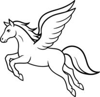 illustration image of a silhouette of a mythical creature of pegasus on a white background. vector