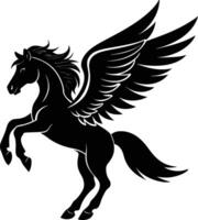 illustration image of a silhouette of a mythical creature of pegasus on a white background. vector