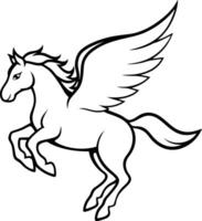 illustration image of a silhouette of a mythical creature of pegasus on a white background. vector