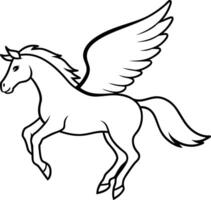 illustration image of a silhouette of a mythical creature of pegasus on a white background. vector