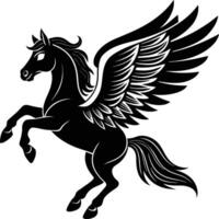 illustration image of a silhouette of a mythical creature of pegasus on a white background. vector