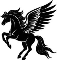 illustration image of a silhouette of a mythical creature of pegasus on a white background. vector