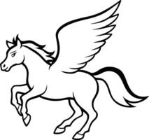 illustration image of a silhouette of a mythical creature of pegasus on a white background. vector