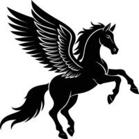 illustration image of a silhouette of a mythical creature of pegasus on a white background. vector