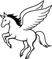 illustration image of a silhouette of a mythical creature of pegasus on a white background. vector